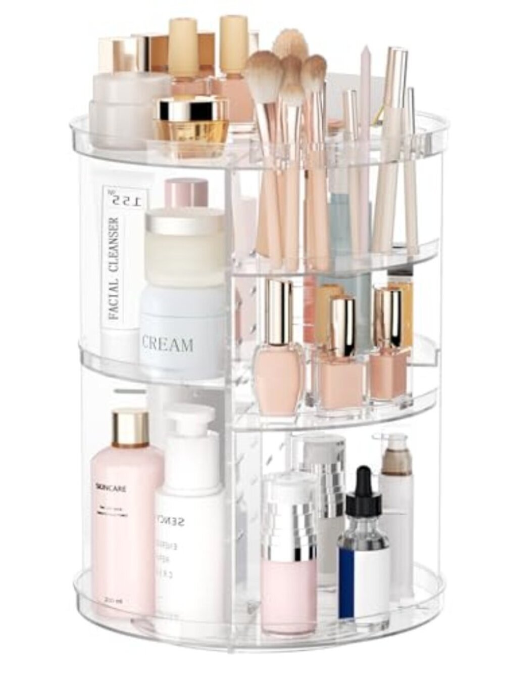 Rotating Makeup Organizer, DIY 8 Adjustable Layers Spinning Skincare Organizer,
